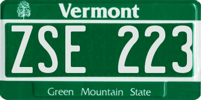 VT license plate ZSE223