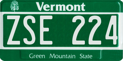 VT license plate ZSE224