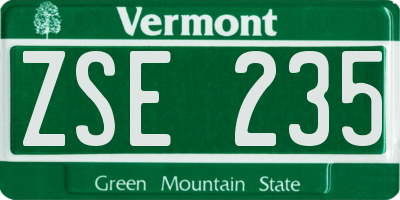 VT license plate ZSE235
