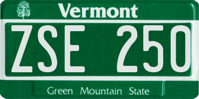 VT license plate ZSE250
