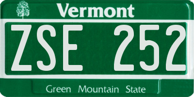 VT license plate ZSE252