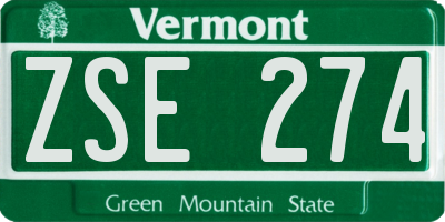 VT license plate ZSE274