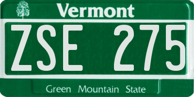 VT license plate ZSE275