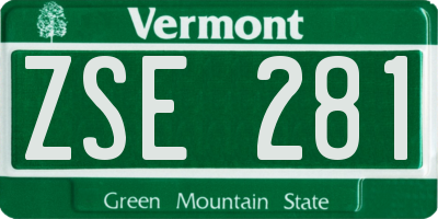 VT license plate ZSE281