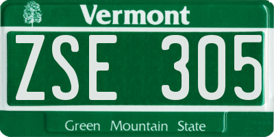 VT license plate ZSE305