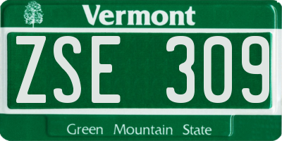 VT license plate ZSE309