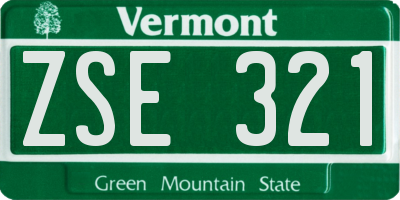 VT license plate ZSE321