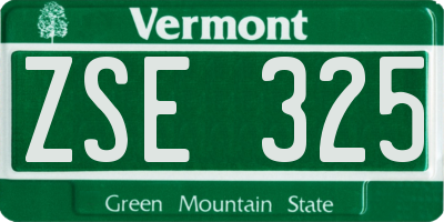 VT license plate ZSE325