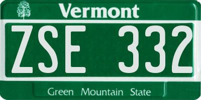 VT license plate ZSE332