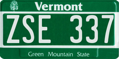 VT license plate ZSE337