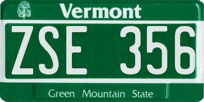 VT license plate ZSE356
