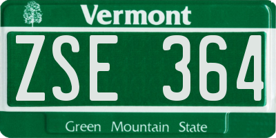 VT license plate ZSE364