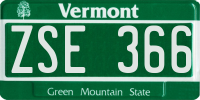 VT license plate ZSE366
