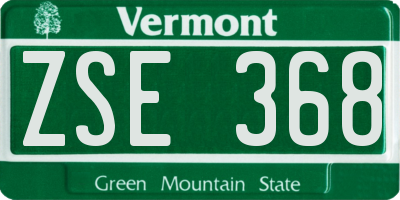 VT license plate ZSE368