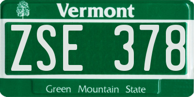 VT license plate ZSE378