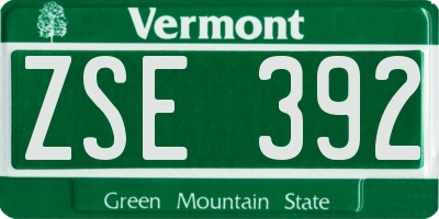 VT license plate ZSE392