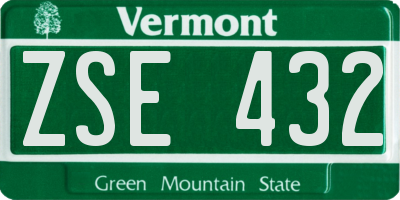 VT license plate ZSE432