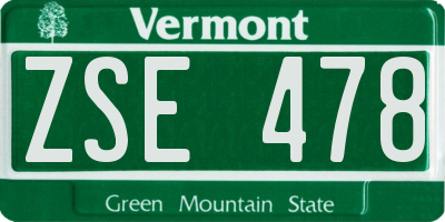 VT license plate ZSE478