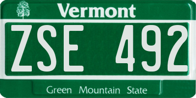 VT license plate ZSE492