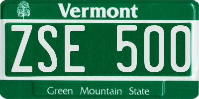VT license plate ZSE500