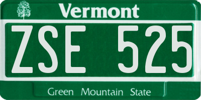 VT license plate ZSE525