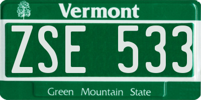 VT license plate ZSE533