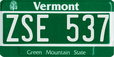 VT license plate ZSE537