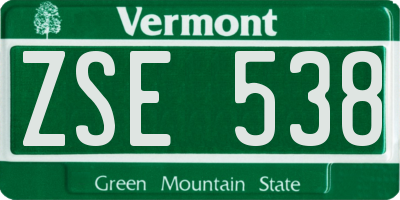 VT license plate ZSE538