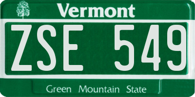 VT license plate ZSE549
