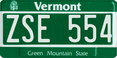 VT license plate ZSE554