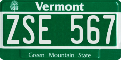 VT license plate ZSE567