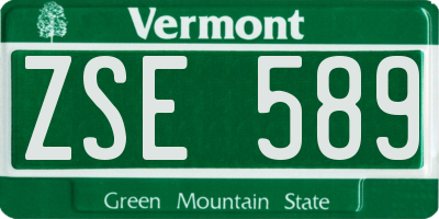 VT license plate ZSE589