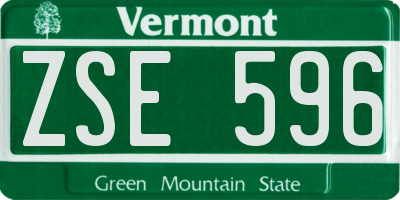 VT license plate ZSE596