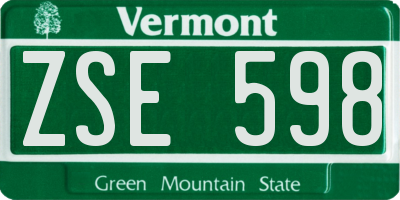 VT license plate ZSE598