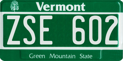 VT license plate ZSE602