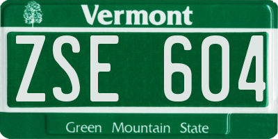 VT license plate ZSE604