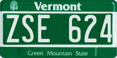 VT license plate ZSE624