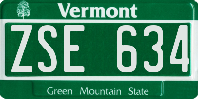 VT license plate ZSE634
