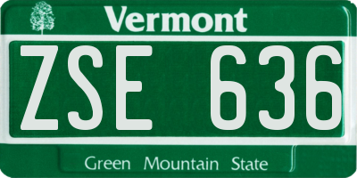 VT license plate ZSE636