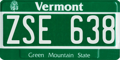 VT license plate ZSE638