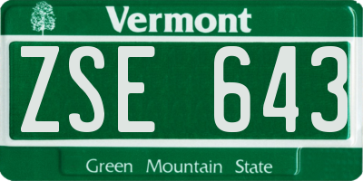 VT license plate ZSE643