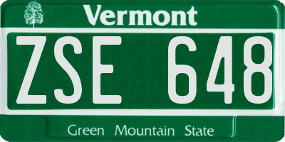 VT license plate ZSE648