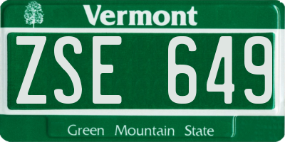 VT license plate ZSE649