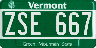 VT license plate ZSE667