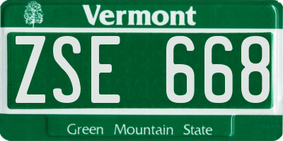 VT license plate ZSE668