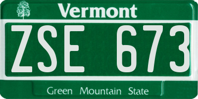 VT license plate ZSE673