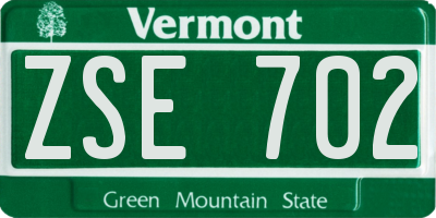 VT license plate ZSE702