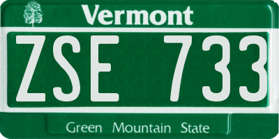 VT license plate ZSE733