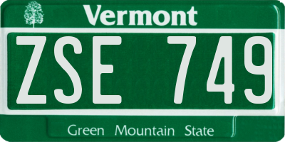 VT license plate ZSE749