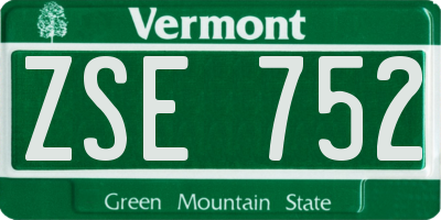 VT license plate ZSE752